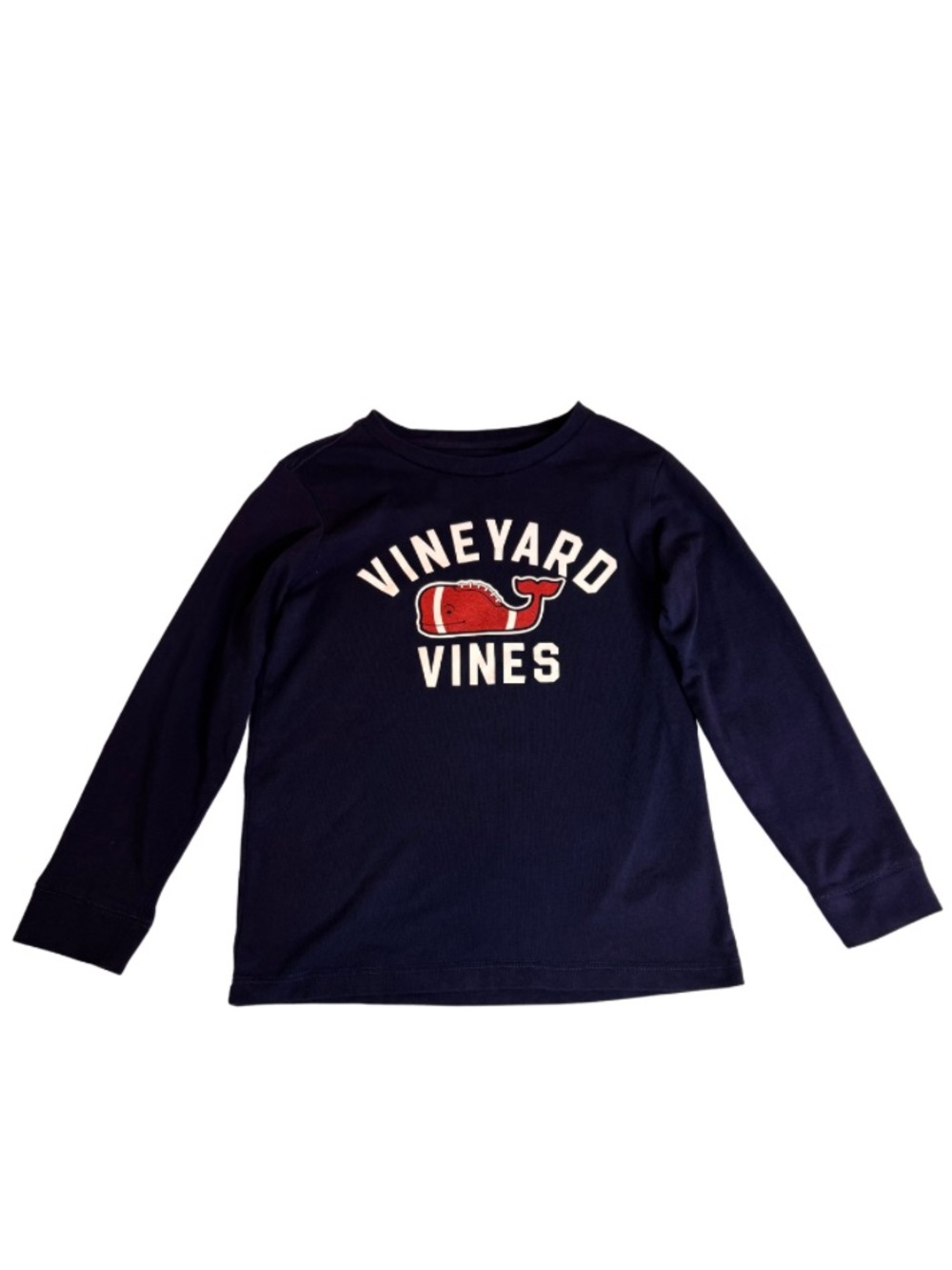 Vineyard Vines Boys Navy Long-Sleeve Logo Tee with Football Red Whale 6